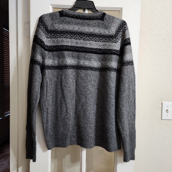 Nordstrom Men’s Shop Wool Cashmere Fair Isle Sweater Gray Black XL - Picture 3 of 15